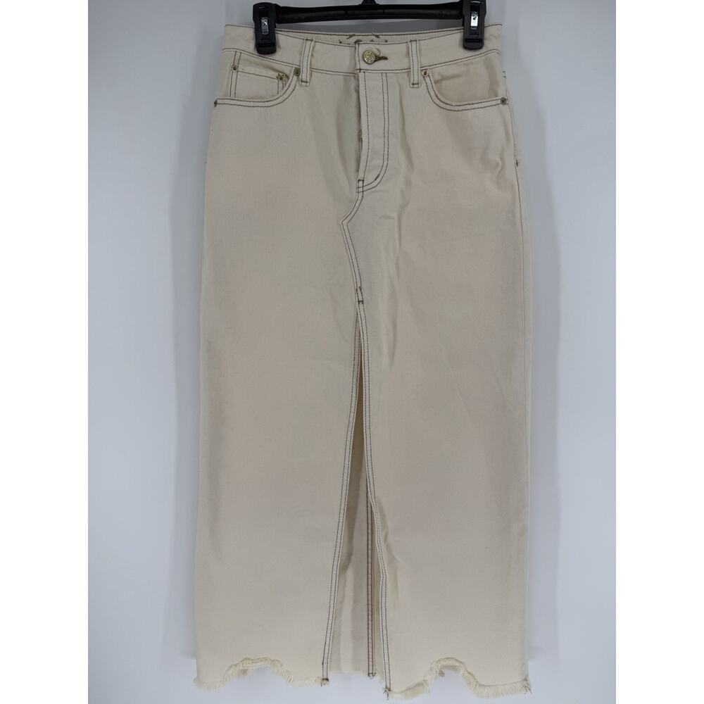 We the Free People Come As You Are Denim Maxi Skirt Wisp Cream Size 26 - Picture 2 of 11